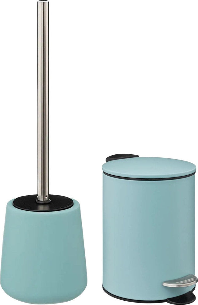 5Five Badkamer accessoires set - ijsblauw - pedaalemmer/wc-borstel