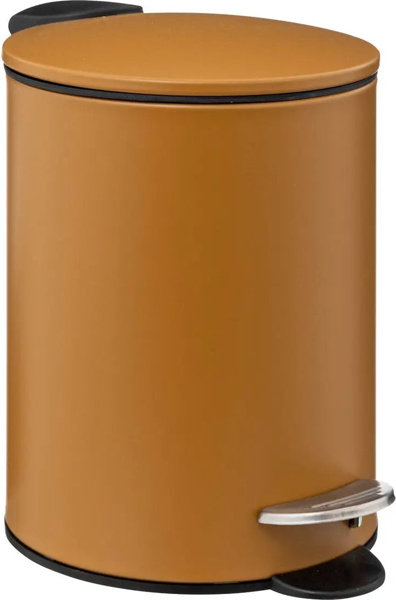 5Five Waste Bin Stylish & Compact - Soft-close - 3L - Cognac