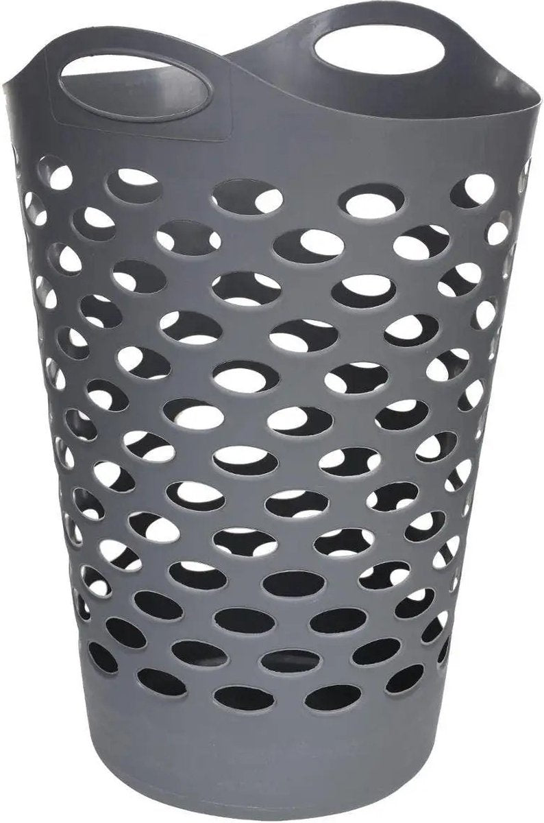 5Five Panier à linge/rangement flexible - rond - gris - 60 litres - D41 x H66 cm