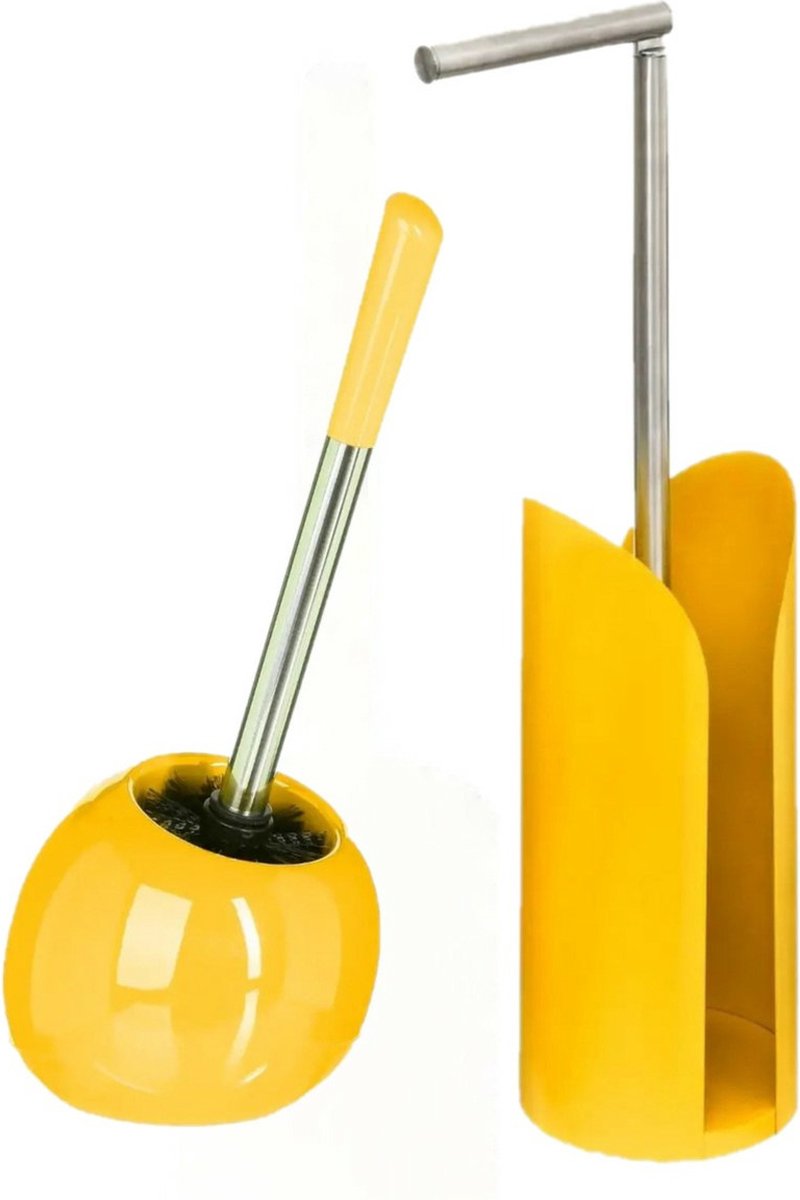 5Five - Ensemble brosse de toilettes avec porte-rouleau en jaune