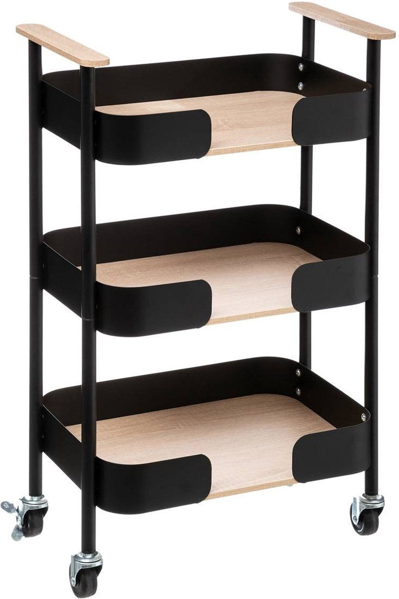5Five opbergtrolley Blackwood – keuken- en voorraadtrolley met 3 niveaus