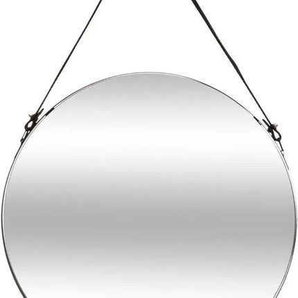 Atmosphera Wandspiegel - rond - D38 cm - metaal - zwart - spiegel met koord