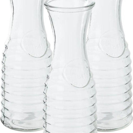 Secret de Gourmet Karaffe - 3x - 1 Liter - Glas - D10 x H26 cm - Mit ausgestelltem Hals - Wasserkrug - Saftkanne