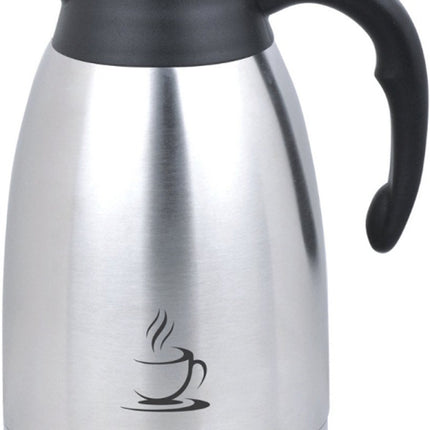 KINGHOFF Isolierkanne - Edelstahl Thermoskanne 2 Liter - Doppelwandig - Schwarzer Griff - KH-1994 - Thermoskanne - Teekanne