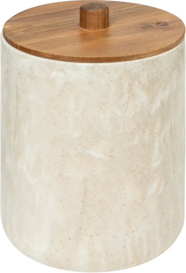 5Five Como Mülleimer mit Deckel - Marmoreffekt - 5L - Beige