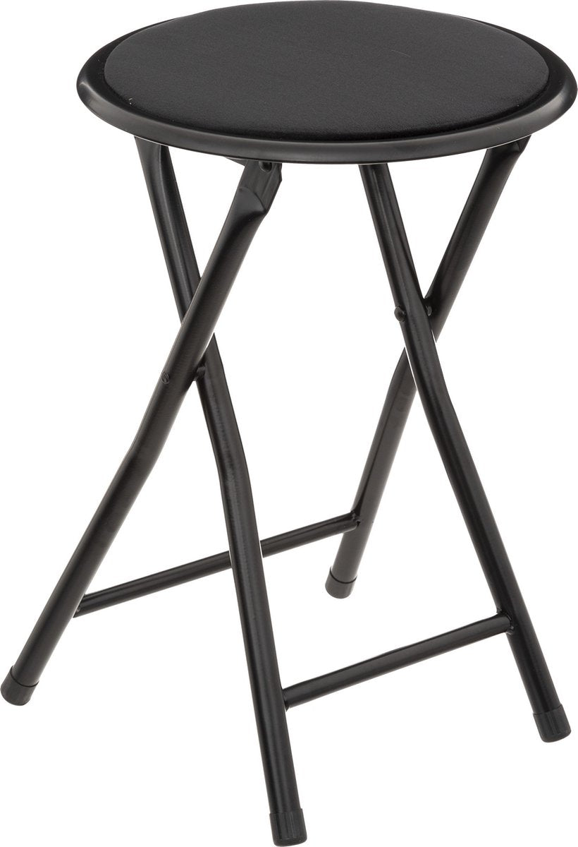 Tabouret d'appoint 5Five - Pliant - velours noir - 29 x 45 cm