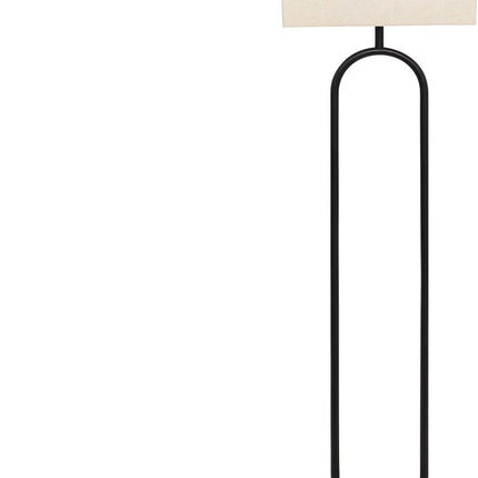 Atmosphera Vloerlamp met linnen kap - 38x28xH154cm - Zwart/Beige