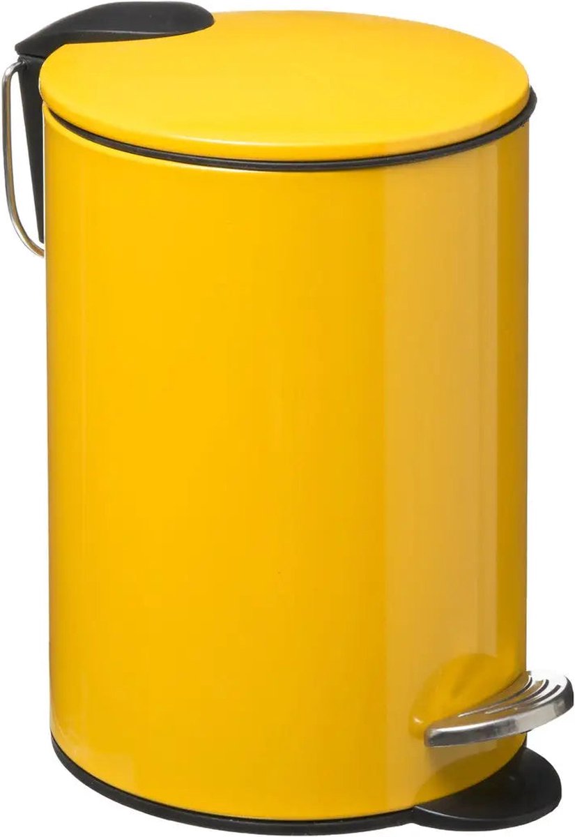 5Five Poubelle Élégante & Compacte - Fermeture Silencieuse - 3L - Jaune Moutarde