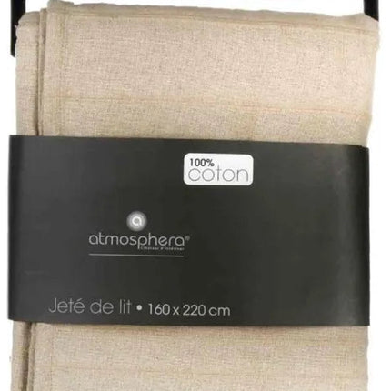 Beigefarbene Bettüberwurf aus Leinen-Baumwolle 160 x 220 cm