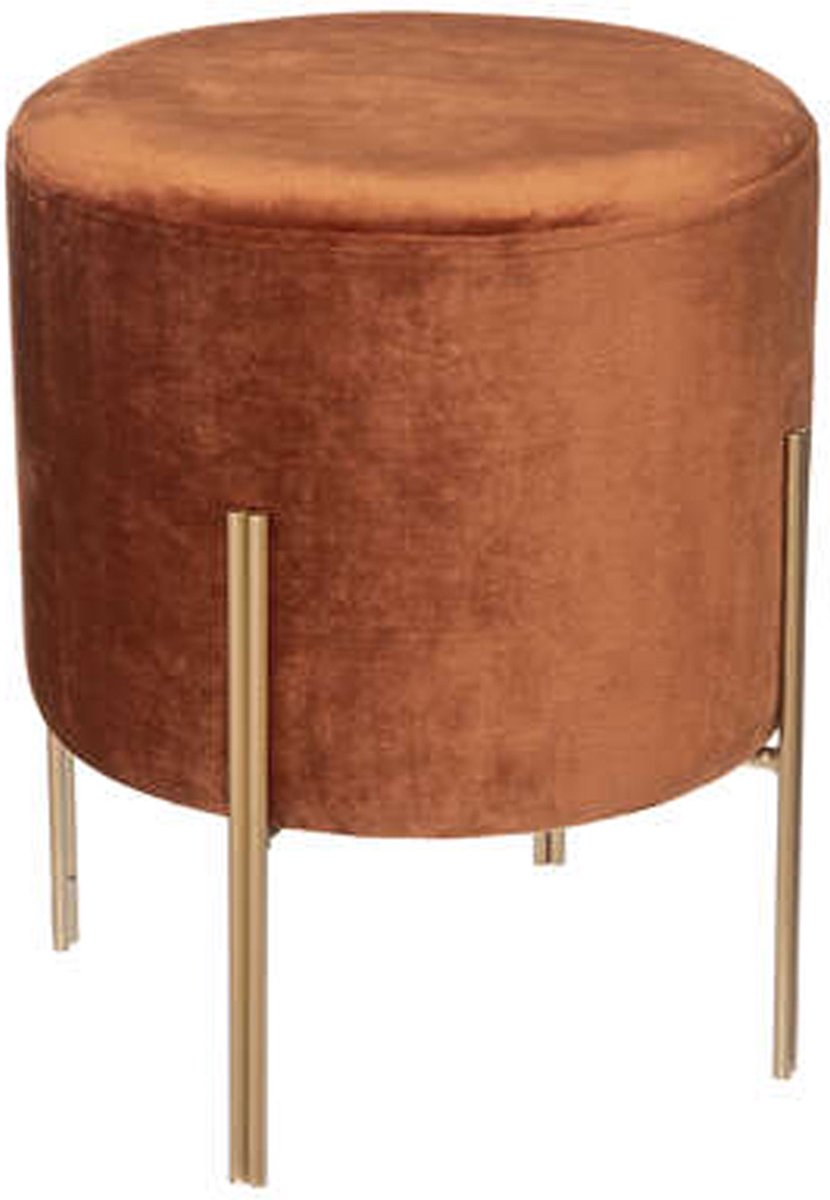 Pouf en velours Aras Ø 34 cm Orange