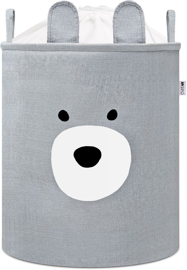 Spielzeugaufbewahrungskorb Grauer Bär - XXL Wasserdichte Aufbewahrungsbox - Bärenkopf-Design - Polyesterkiste - 63 Liter - 40x40x50 cm - Spielzeugkorb - Wäschekorb - Kleiderkorb - Sipo