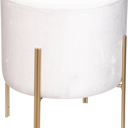 Atmosphera Samtpouf weiß mit goldenen Beinen – Hocker – Samt – Velours