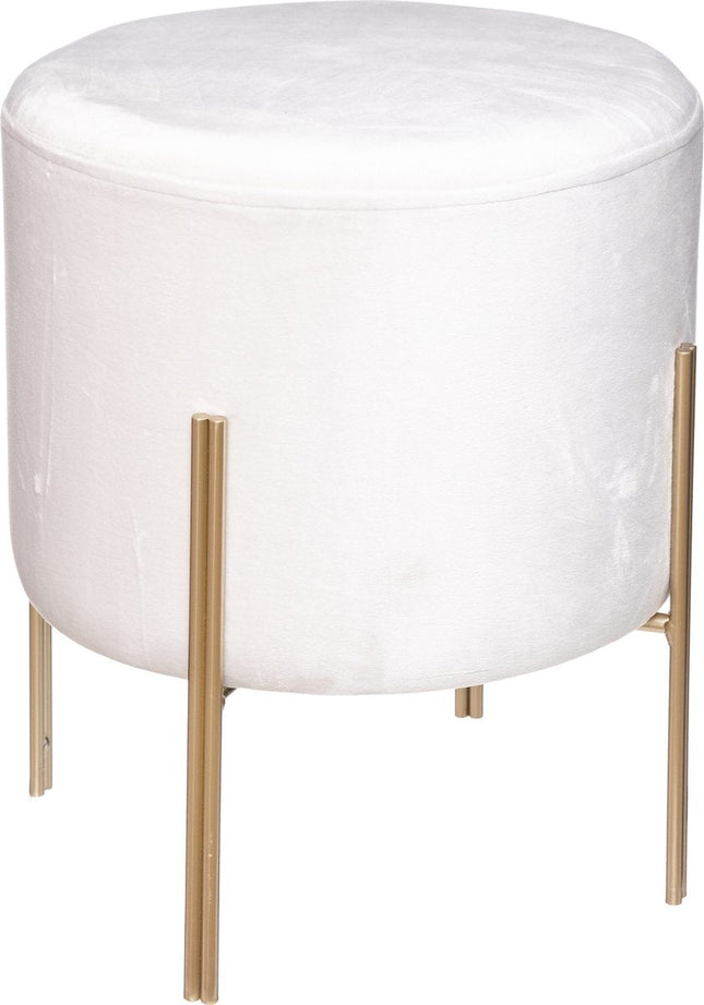 Atmosphera Samtpouf weiß mit goldenen Beinen – Hocker – Samt – Velours