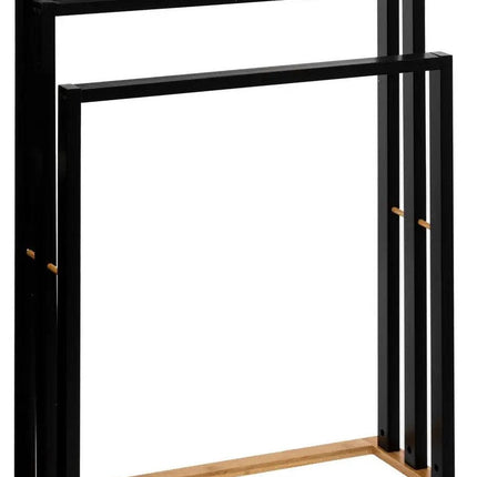 5Five Handdoeken ophang/drogen rek badkamer - zwart bamboe hout - 55 x 24 x 82 cm