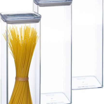 5Five Vorratsdose - 5x - Küche/Lebensmittel - Kunststoff - 2000 ml - luftdichter Deckel - transparent - 10 x 10 x 27 cm