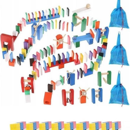 Extra Grote Domino Set  van Hout - 1131 Delig  met 1080 Domino Stenen & 45 Elementen - Vloerspel - voor Kinderen en Volwassenen - Verjaardag Cadeau Jongens en Meisjes