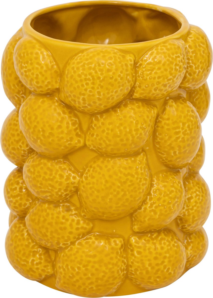 Atmosphera Yucatan citroenvaas van keramiek – geel, Ø 14 x 18 cm