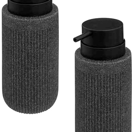 5Five Seifenspender Onyx - 2er-Pack - anthrazit - Polystone - 17 x 7 cm - 350 ml