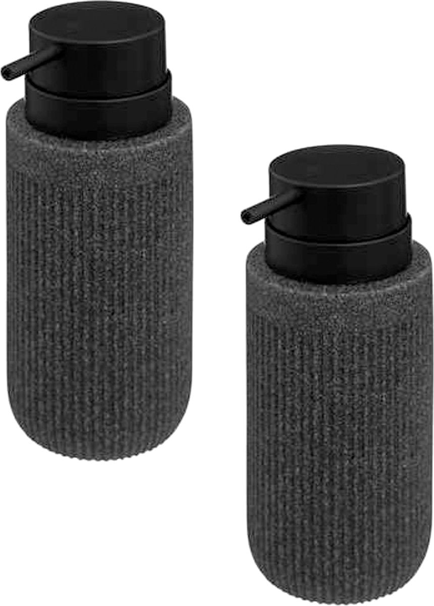 5Five zeeppompje Onyx – set van 2 zeepdispensers, antraciet, 350 ml