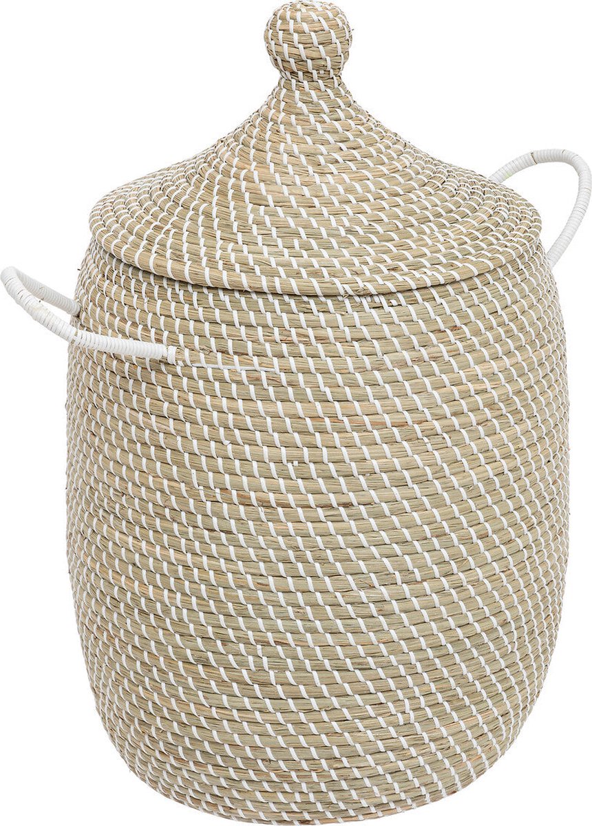 Lot de 2 paniers Atmosphera Soleya en paille Ø39xH58cm - Beige