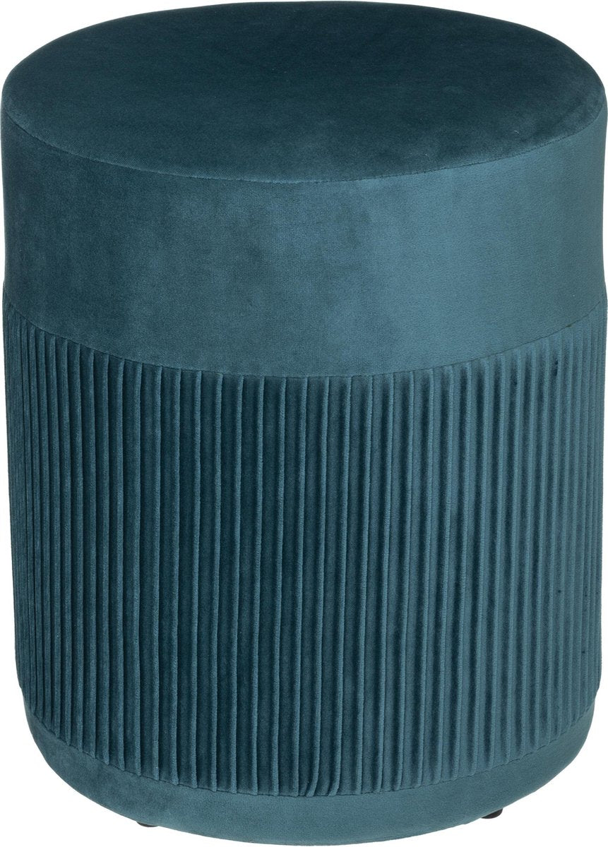 Atmosphera Nofy pouf velours - Bleu - H 38 CM