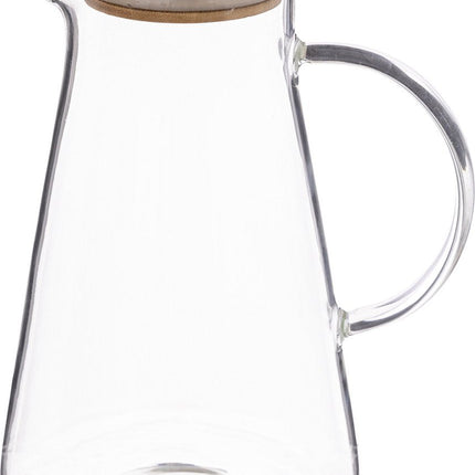 Karaffe/Gießkanne 1,5 Liter aus Glas mit Bambusholzdeckel - Wasserkrug - Saftkanne