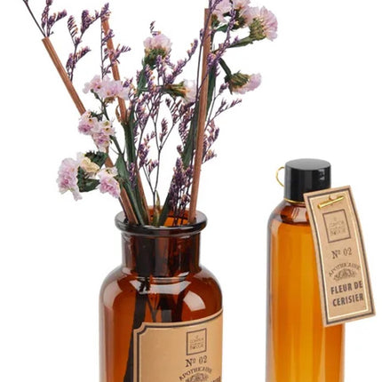 Duftdiffusor mit Trockenblumen 100ml – Bois Ambré – Stilvolle Duftflasche mit Holz Akzenten