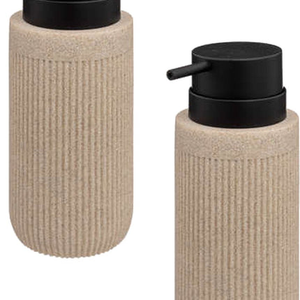 5Five Seifenspender Onyx - 2er Set - beige - Polystone - 17 x 7 cm - 350 ml