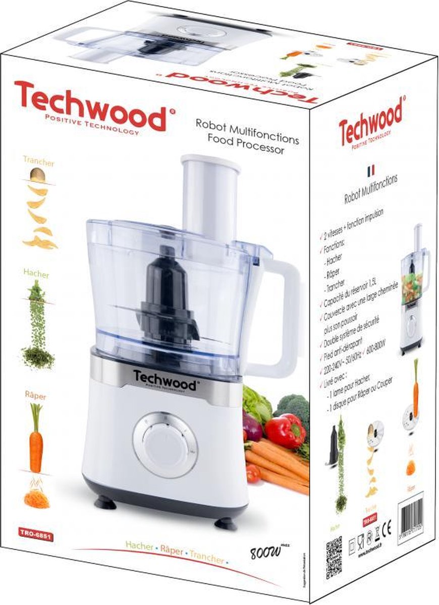 Techwood TRO1580 - Food processor - Chopper - Mixing bowl 1.5 L