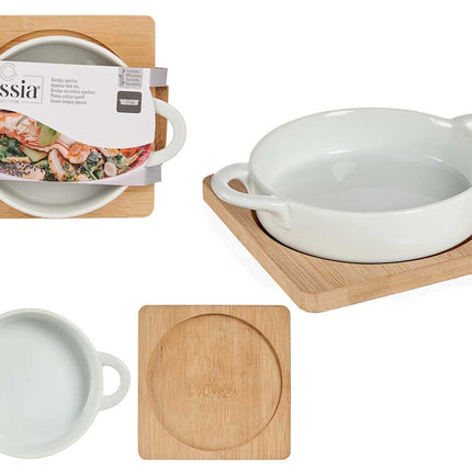 Servierschale mit Bambusuntersetzer – 12,5 cm – Stilvoll und praktisch