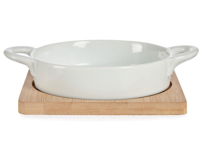 Serveerschaal met Bamboe Onderzetter – 12,5 cm – Stijlvol en Praktisch