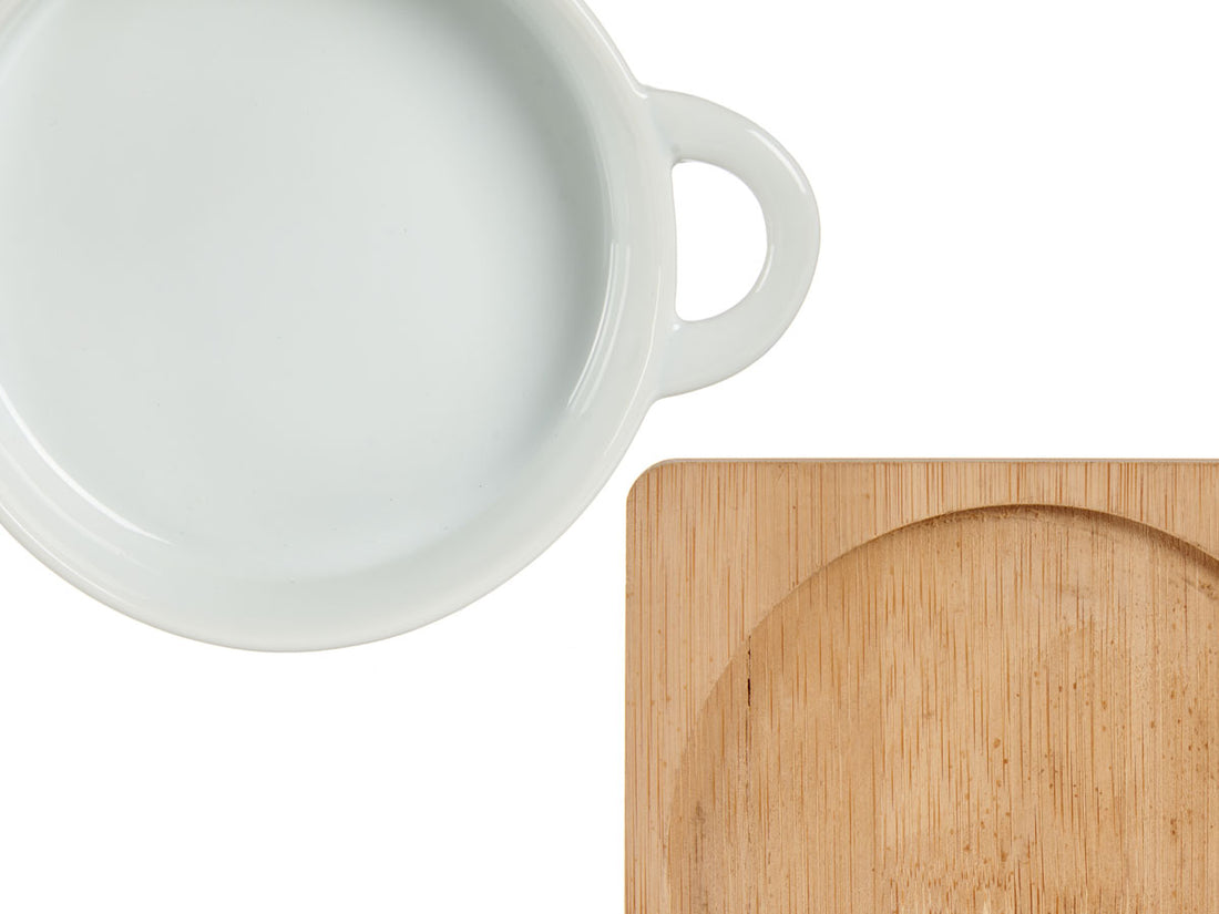 Plat de service avec dessous de plat en bambou – 12,5 cm – Élégant et pratique