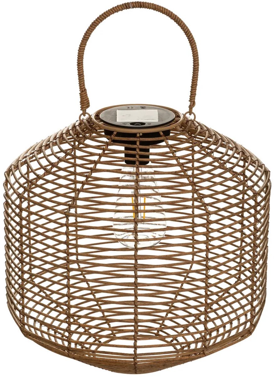 Atmosphera solar lantaarn van kunststof rotan – naturel, 30 x 30 cm, led