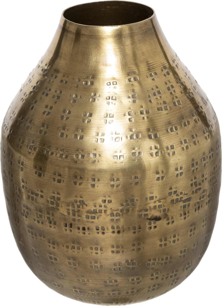 Atmosphera gouden vaas van metaal – goudkleurig, 14 cm hoog