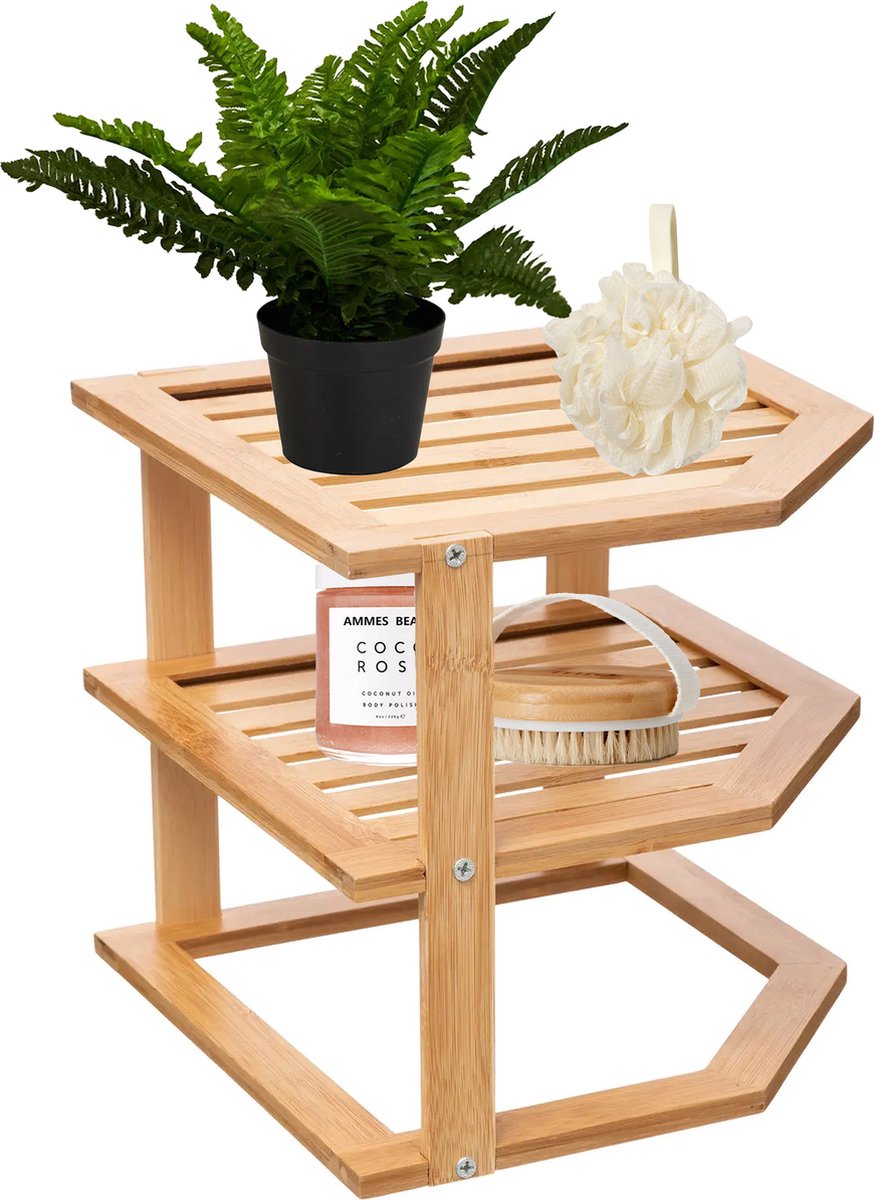 5Five bamboe badkamer organizer – rekje met 2 etages, 26 x 23 x 26 cm