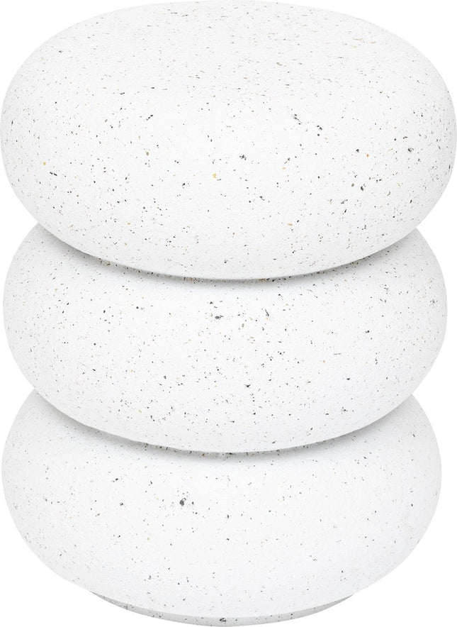 Atmosphera Stonento Totem Couchtisch aus weißem Magnesium - Ø35xH43cm - Weiß