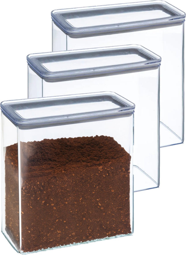 5Five Vorratsdose - 5x - Küche/Lebensmittel - Kunststoff - 3000 ml - luftdichter Deckel - transparent - 20 x 10 x 20 cm