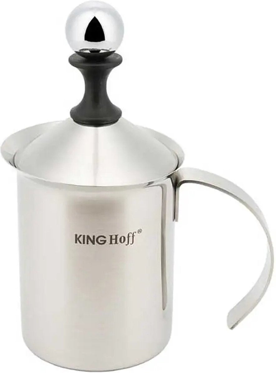 Kinghoff Top Choice melkopschuimer handmatig – RVS melkkan 800 ml