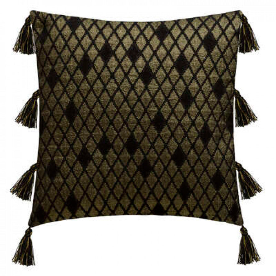 Housse de coussin noir / doré brillant 40 x 40 cm