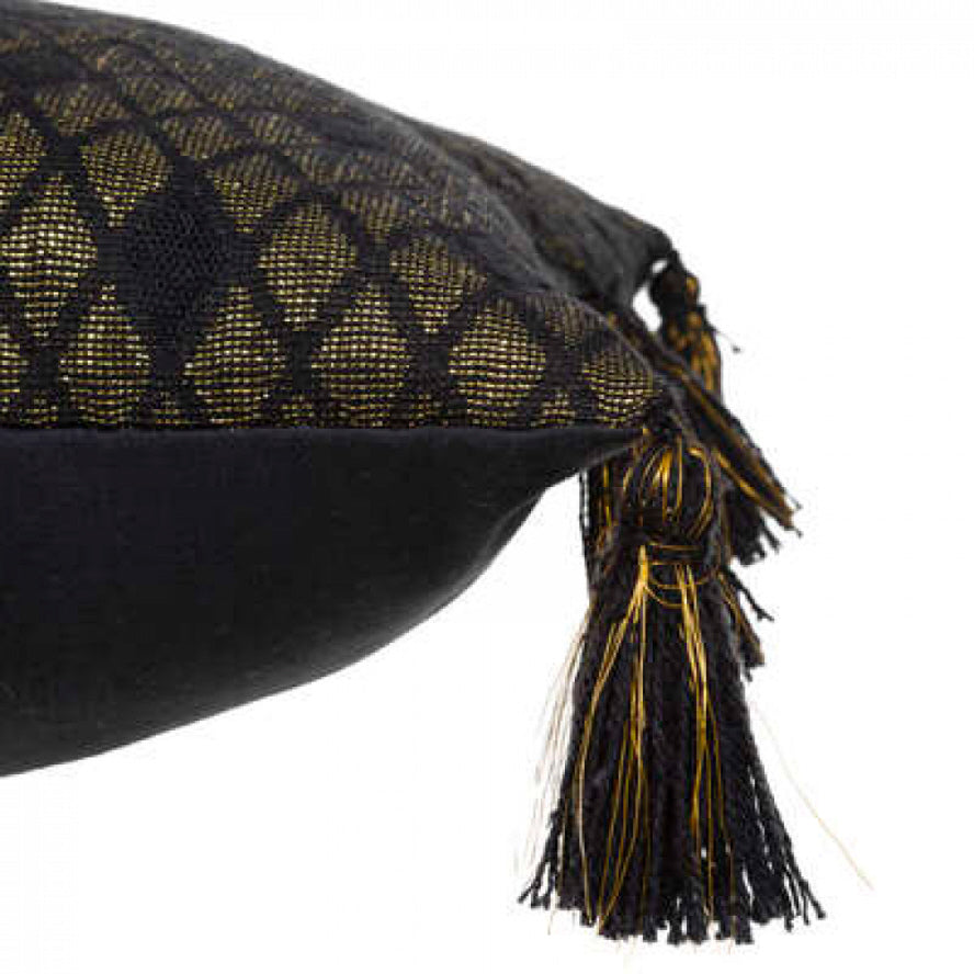 Housse de coussin noir / doré brillant 40 x 40 cm