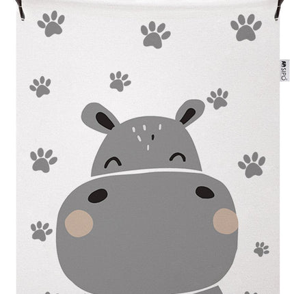 Nilpferd Spielzeug-Aufbewahrungskorb - Baumwoll-Aufbewahrungsbox mit Kordelzug - Kinder-Wäschekorb - 43 Liter - 35x35x45 cm - Aufbewahrungskorb - Wäschekorb - Sipo