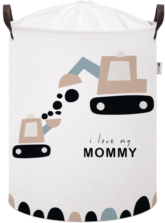 Bagger Spielzeugaufbewahrungskorb - Baumwoll-Aufbewahrungsbox mit „I Love My Mommy“-Aufdruck - Kinderwäschekorb - 43 Liter - 35x35x45 cm - Spielzeugkorb - Sipo