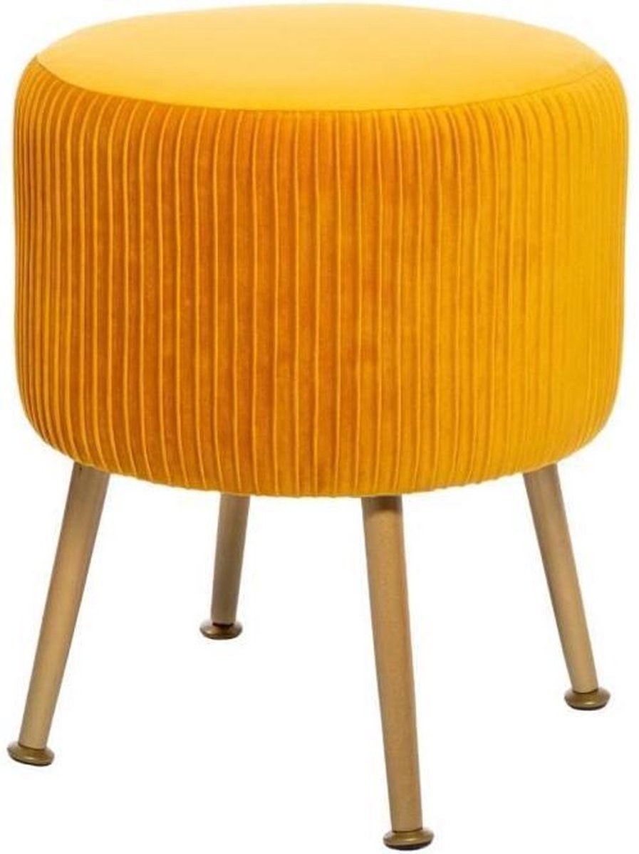Atmosphera Solaro kruk in geel fluweel – gouden poten, Ø 35 x 41 cm