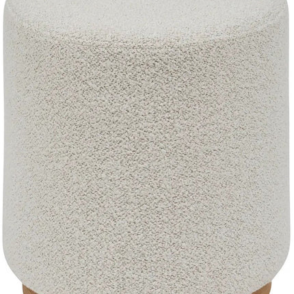 Atmosphera Poef om te zitten - Nesky Boucle - stof/hout - wit - D41 x H45 cm - extra zitplaatsen - stoelen