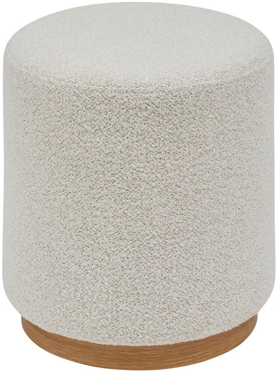 Atmosphera Pouffe for seating - Nesky Boucle - fabric / wood - white - D41 x H45 cm - extra seating - chairs