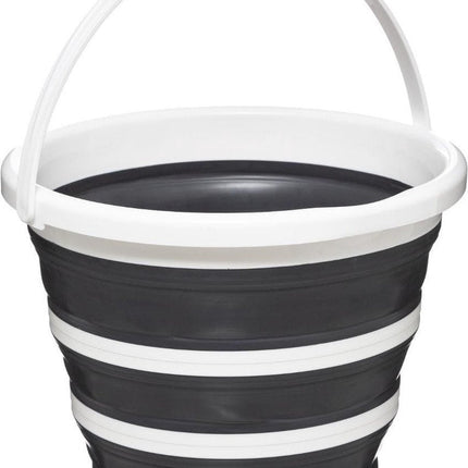 Schoonmaak emmer opvouwbaar wit/grijs rond 32 x 24,5 cm 10 liter van kunststof- Schoonmaken - Schoonmaakemmer