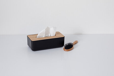 Zwarte Bamboe Tissuebox - Stijlvolle Zakdoekhouder (26 x 13 x 8,8 cm) - Moderne Opbergdoos voor Kleenex & Tissues - Duurzaam Design voor Woonkamer, Badkamer of Kantoor