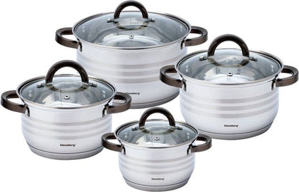 Klausberg 7701 - 8-teiliges Topfset - Kochtöpfe - 16-18-20-24 cm - mit Deckel Graphit