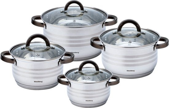 Klausberg 7701 - 8-teiliges Topfset - Kochtöpfe - 16-18-20-24 cm - mit Deckel Graphit