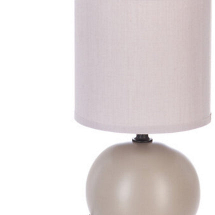 Taupe Keramik Kugel Tischlampe | E14 Nachttischlampe | Stoffschirm | Ø13 x H25 cm | Schreibtischlampe | Ceramic Ball Lamp